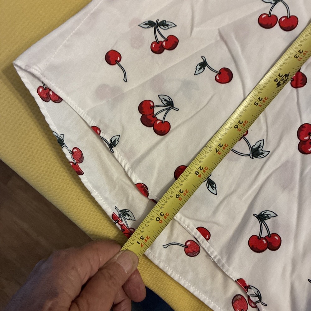 Jogal Men's Short Sleeve Button Up Cherry Print Collard White Shirt Size: XL - Picture 8 of 10